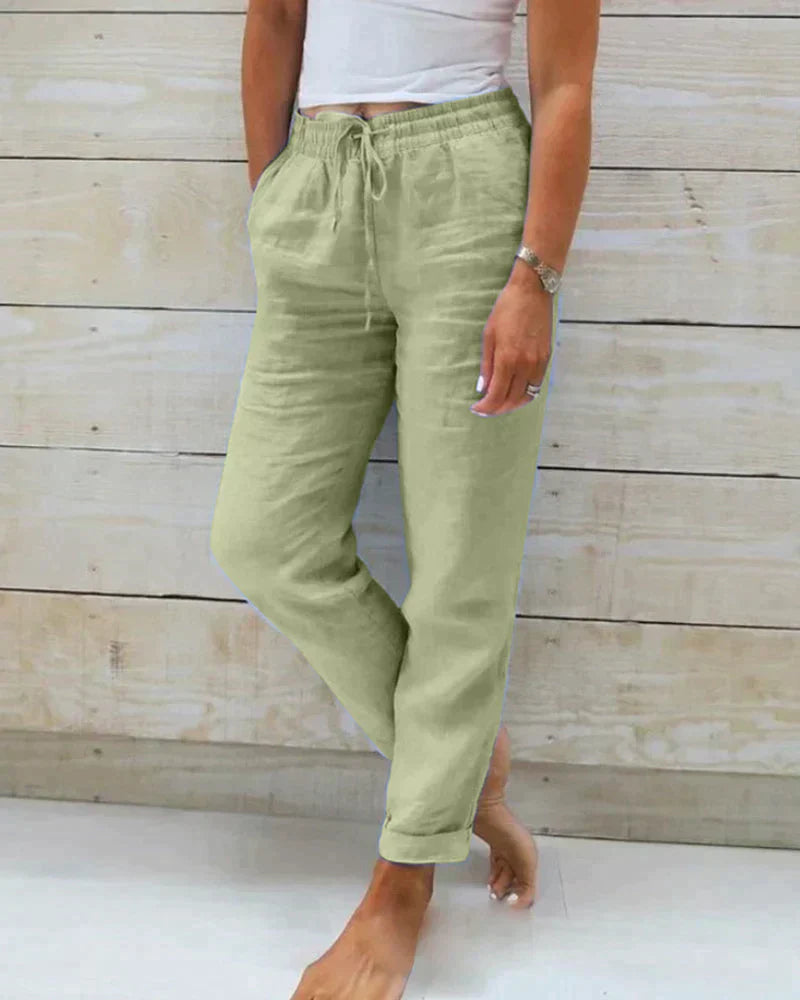 Velanora - Pantaloni eleganti di lino per donna