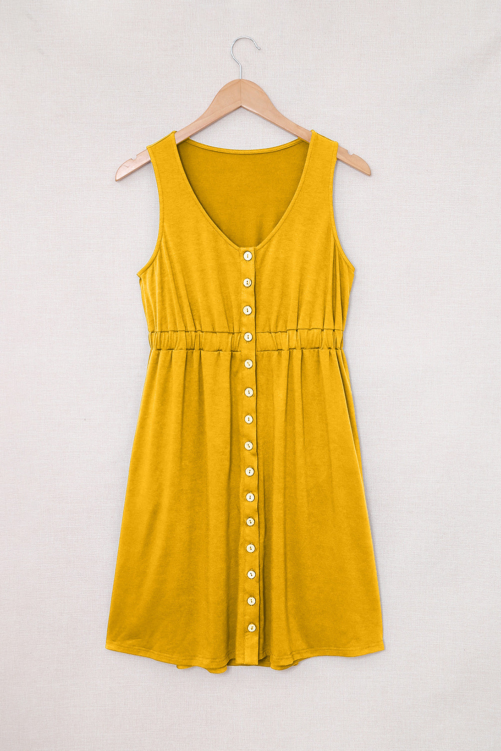 ZomerZin Mouwloze Knopen Mini Jurk