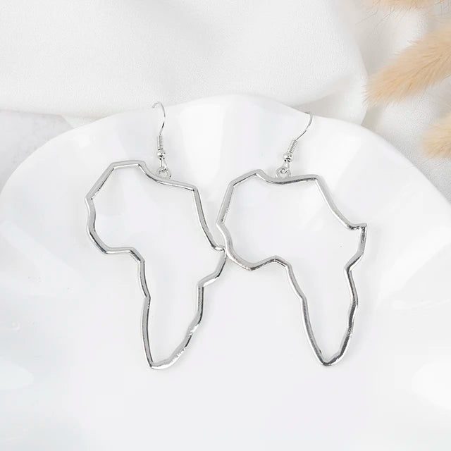 Beautiful African Map Earrings of Gold Art
