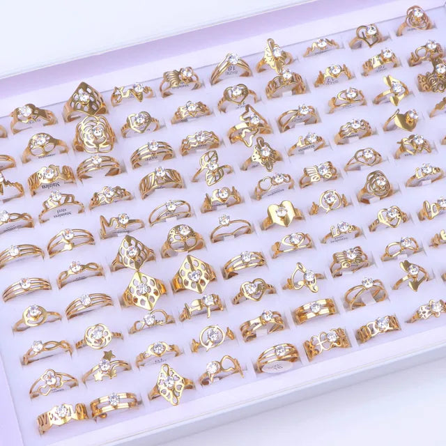 GlamourGems Mode Strass Streifen Ringe Set für Frauen