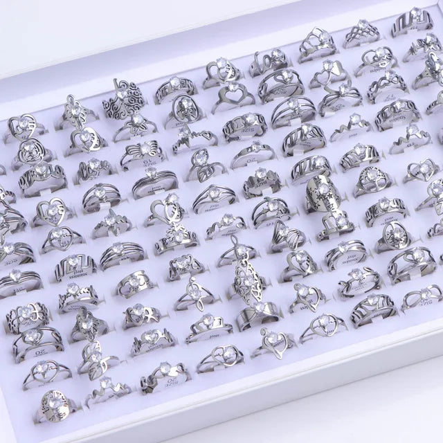 GlamourGems Mode Strass Streifen Ringe Set für Frauen