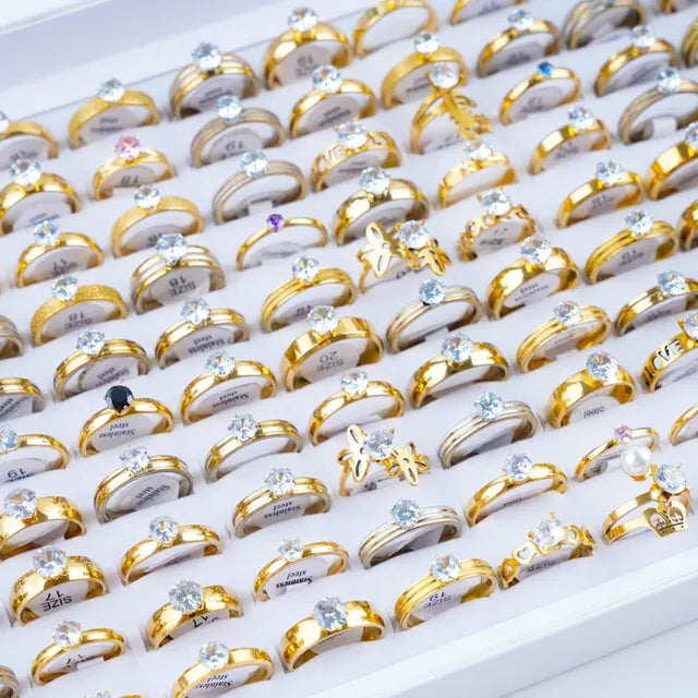 GlamourGems Mode Strass Streifen Ringe Set für Frauen