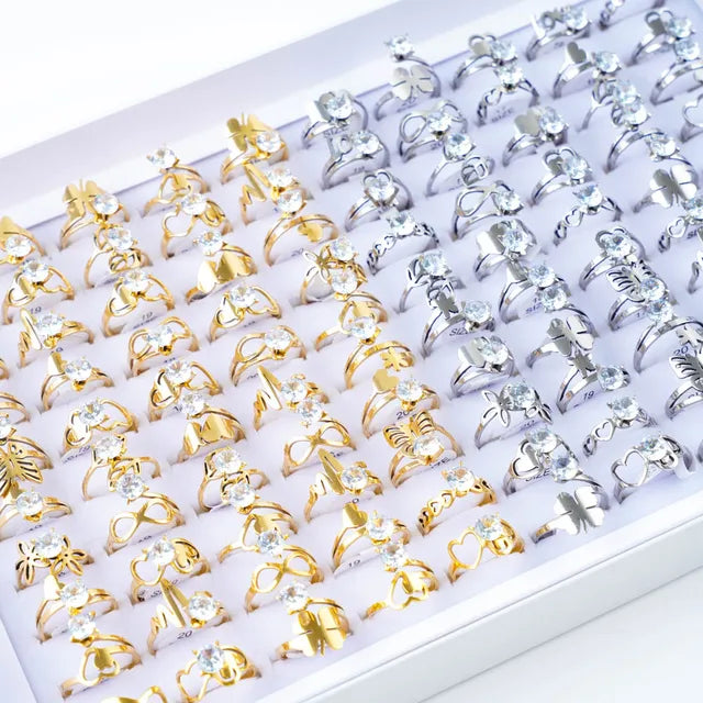 GlamourGems Mode Strass Streifen Ringe Set für Frauen