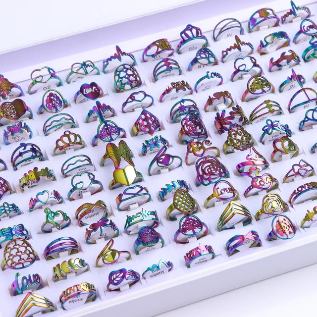 GlamourGems Mode Strass Streifen Ringe Set für Frauen