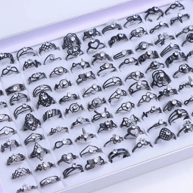 GlamourGems Mode Strass Streifen Ringe Set für Frauen