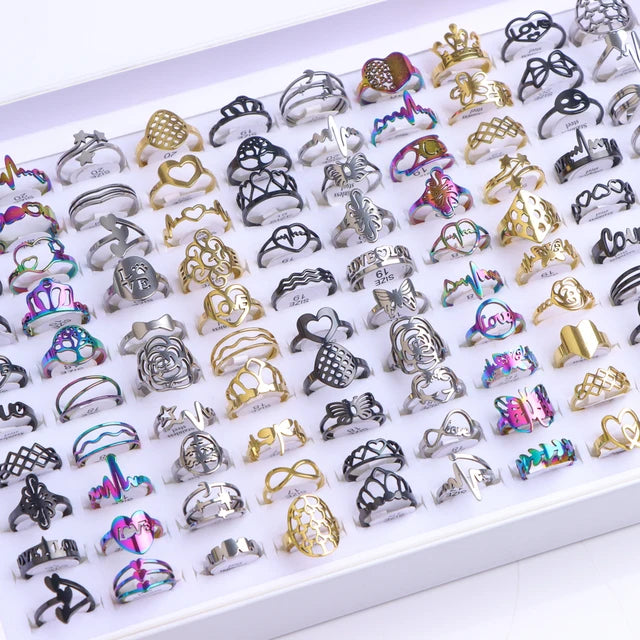 GlamourGems Mode Strass Streifen Ringe Set für Frauen