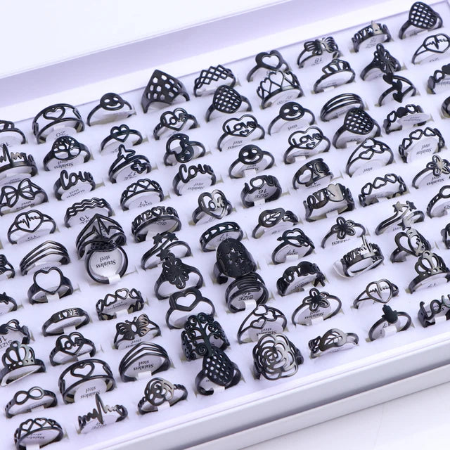 GlamourGems Mode Strass Streifen Ringe Set für Frauen