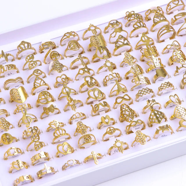 GlamourGems Mode Strass Streifen Ringe Set für Frauen