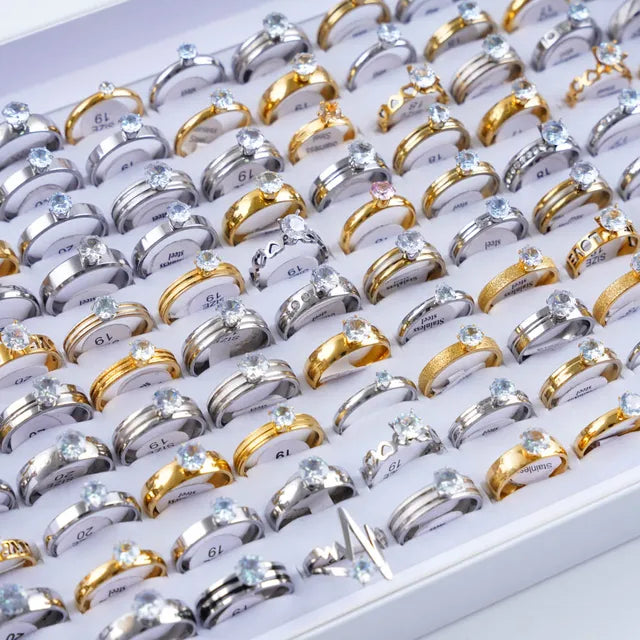 GlamourGems Mode Strass Streifen Ringe Set für Frauen