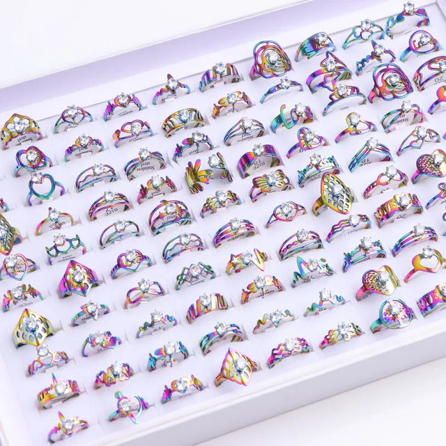 GlamourGems Mode Strass Streifen Ringe Set für Frauen