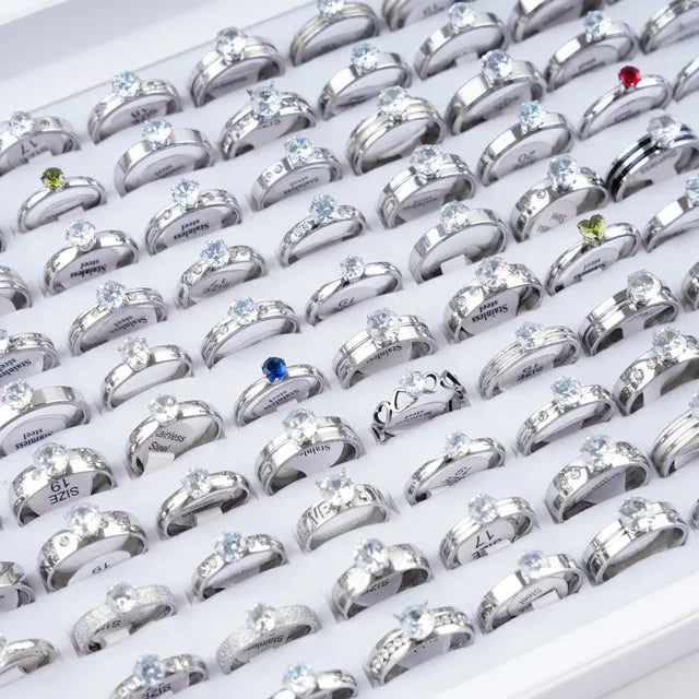 GlamourGems Mode Strass Streifen Ringe Set für Frauen