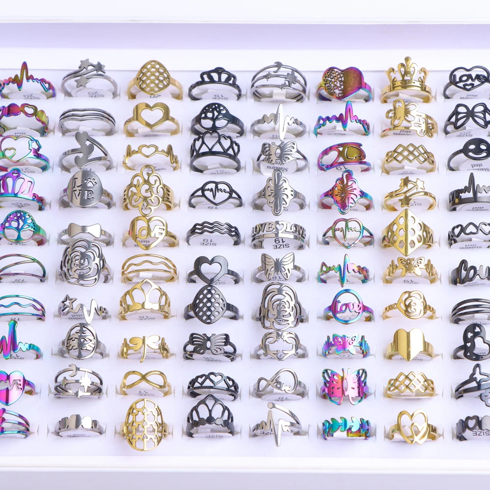 GlamourGems Mode Strass Streifen Ringe Set für Frauen