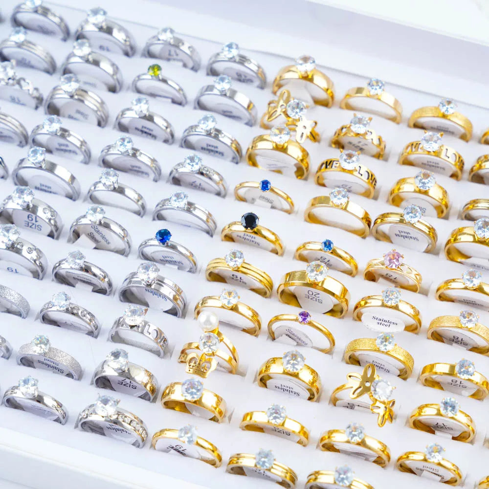 GlamourGems Mode Strass Streifen Ringe Set für Frauen