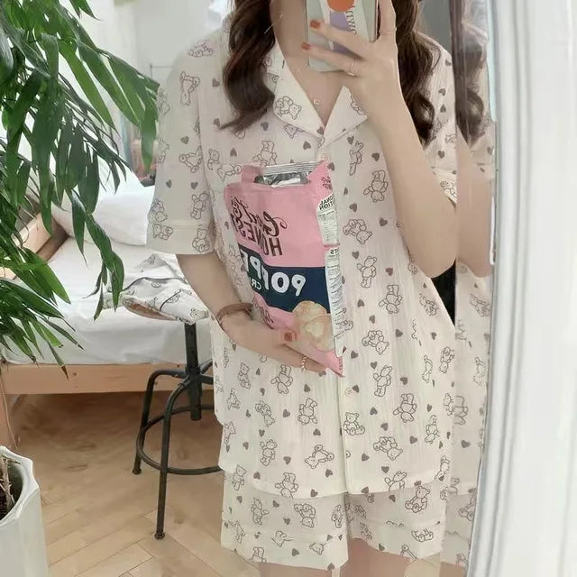 Kersenprint Katoenen Pyjamaset