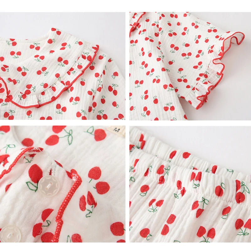 Kersenprint Katoenen Pyjamaset