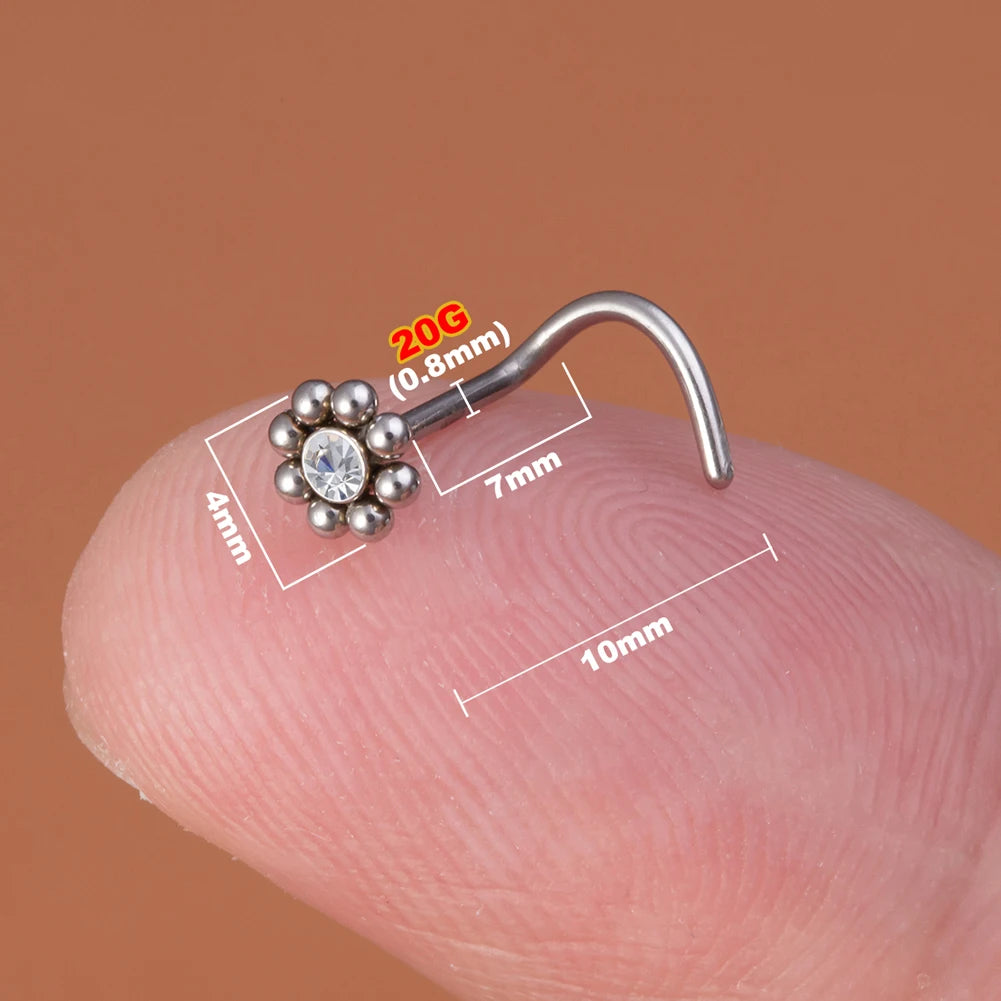 Funkelnder klarer CZ Nasenpiercing-Stecker