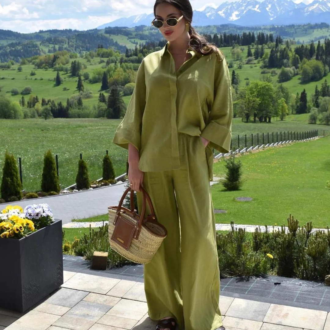 LuxeViva Overhemd en Lange Broek Set