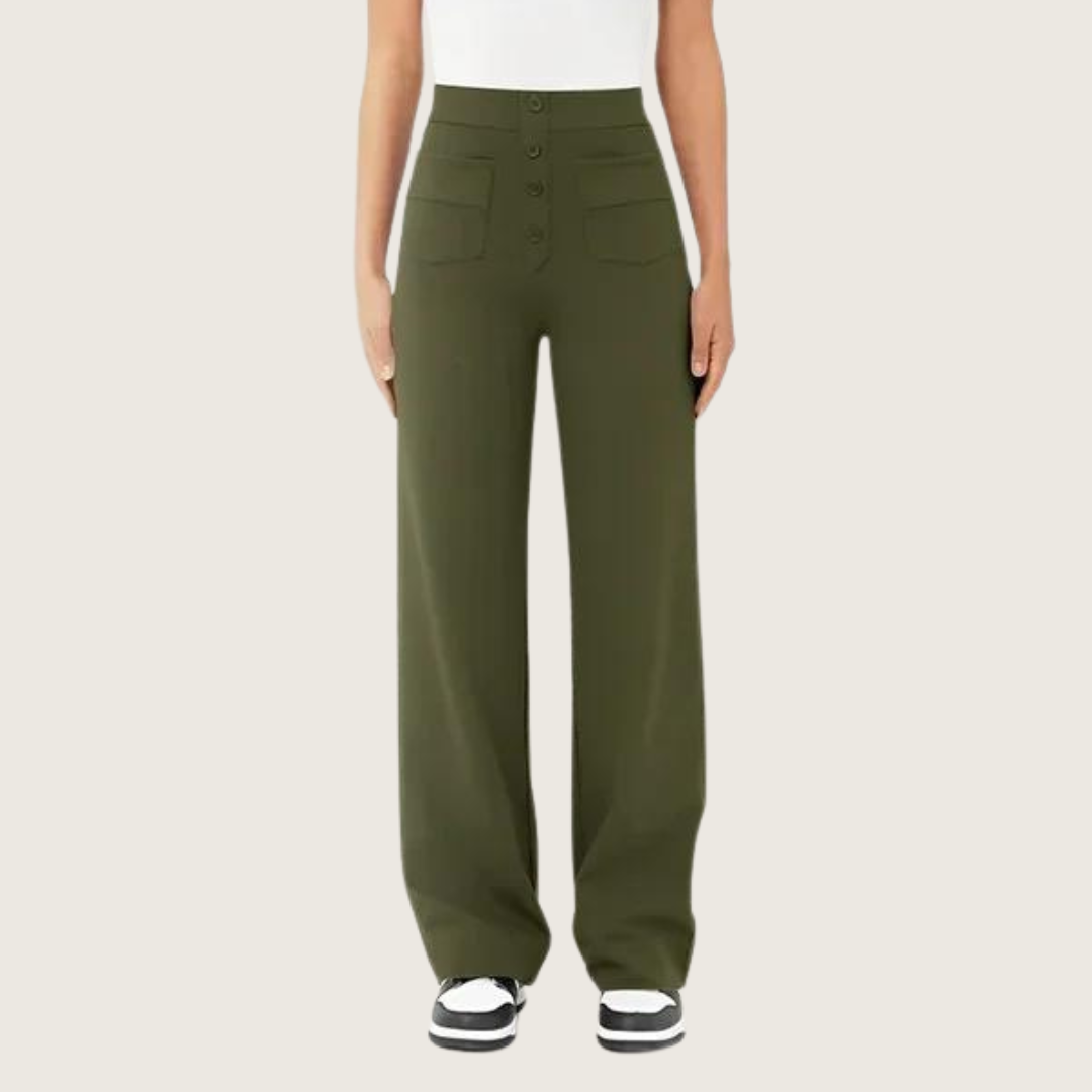 Pantalón elástico de cintura alta casual FlexiFit para mujer