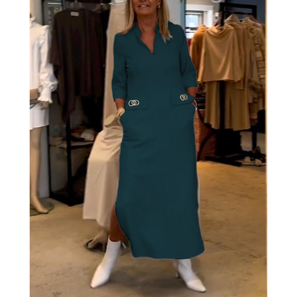 Velanora Splitjurk met 3/4 mouwen in effen kleur