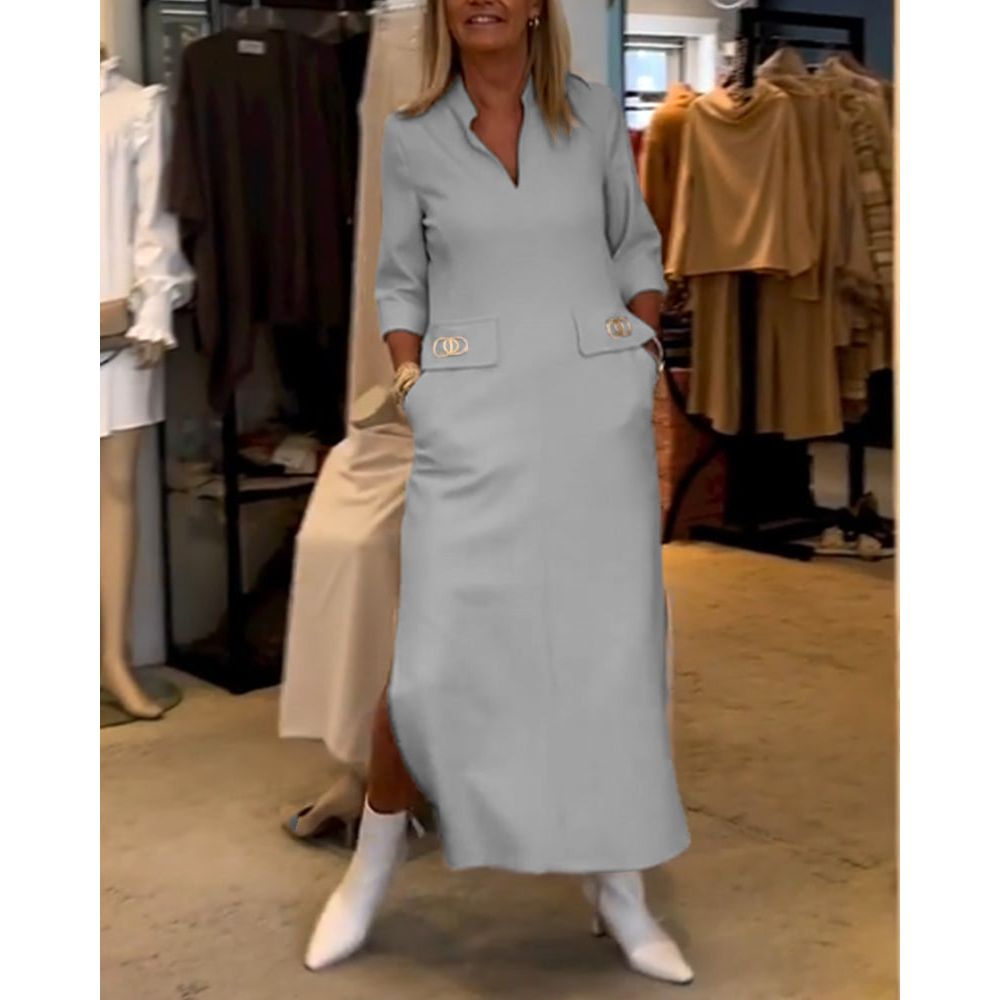 Velanora Splitjurk met 3/4 mouwen in effen kleur