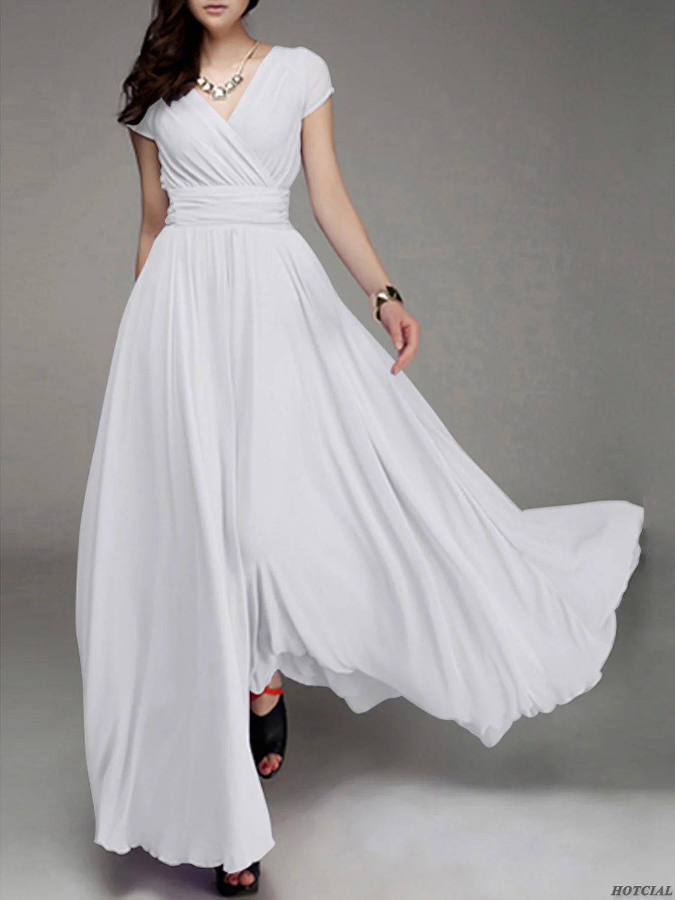 Zomer Chic Profondo Scollo a V Abito Lungo Maxi