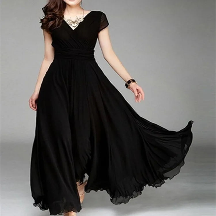 Zomer Chic Profondo Scollo a V Abito Lungo Maxi