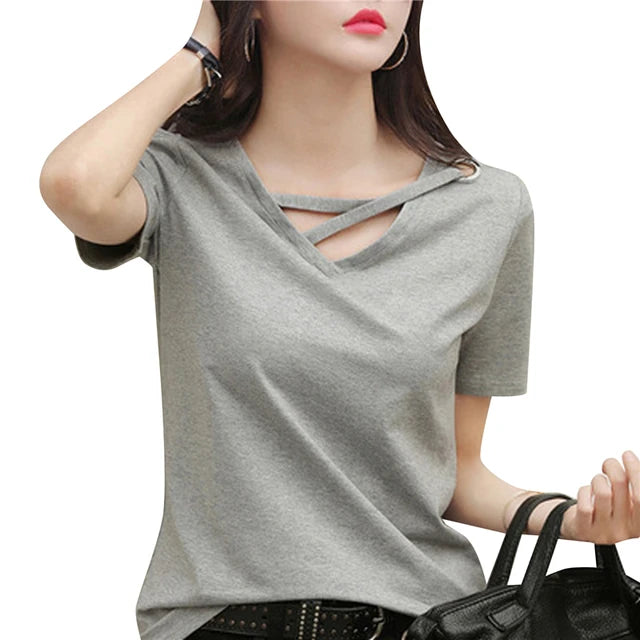 Zomer V-Hals T-Shirt voor Dames