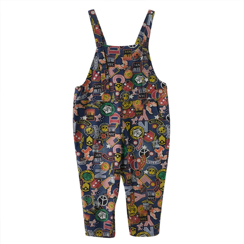 Nova Dames Cartoon Print Denim Jumpsuit voor Speelse Stijlvolle Vrouwen