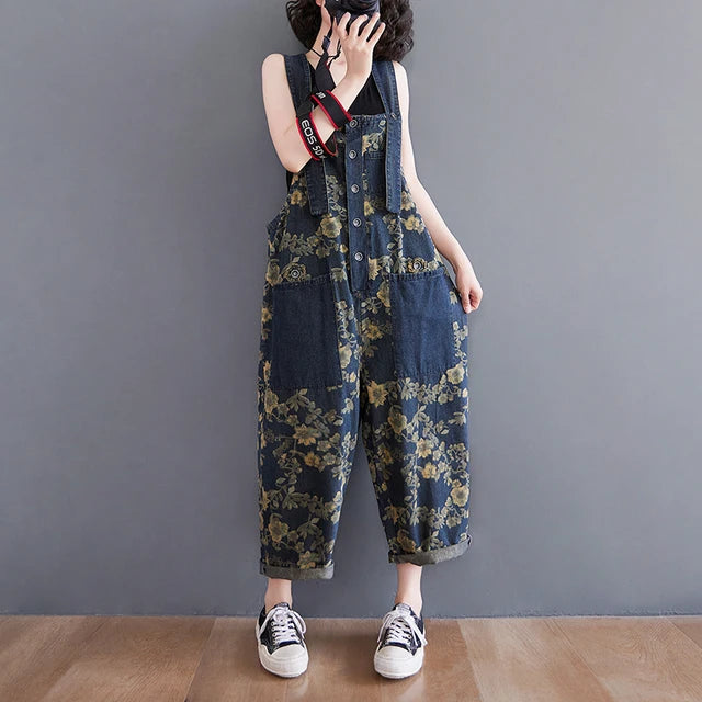 Bloemen Denim Jumpsuit van Aurora voor Stijlvolle Avonturiers