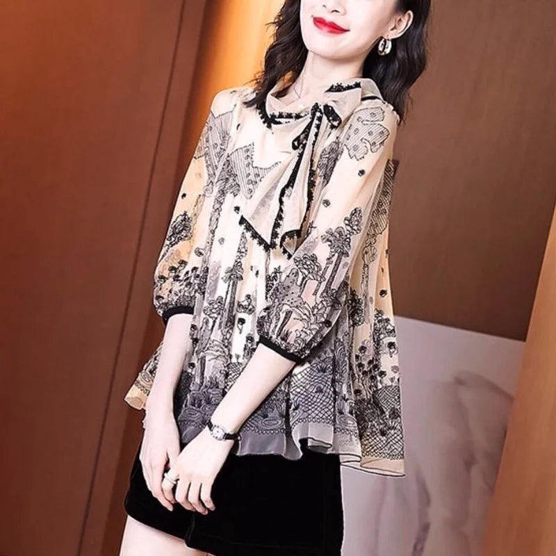 Belle Époque Lente Autunno Francese Pizzo Canottiera Casual Donna