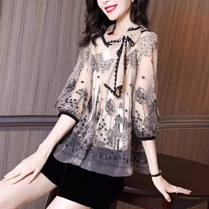 Belle Époque Lente Autunno Francese Pizzo Canottiera Casual Donna