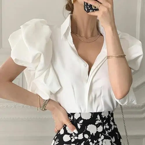 Enchantress Couture Vintage Lapel Office Shirt