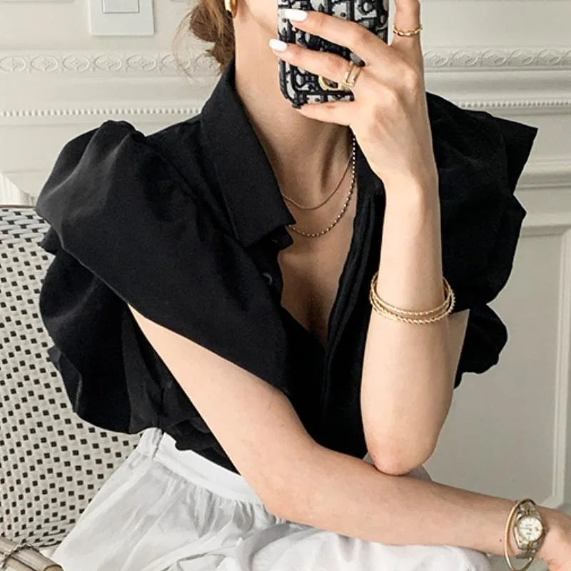 Enchantress Couture Vintage Lapel Office Shirt