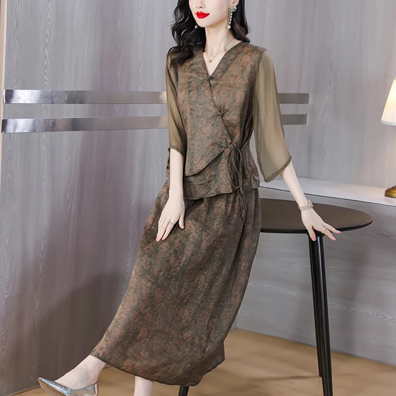 Sunrays Fashion Vintage Long Dress Set for Summer