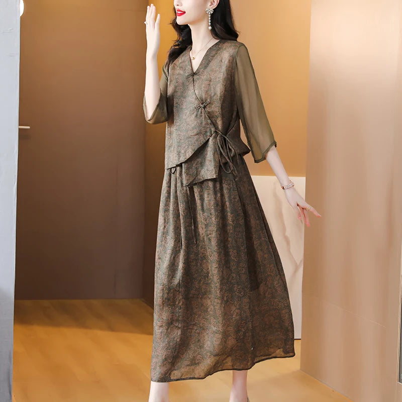 Sunrays Fashion Vintage Long Dress Set for Summer
