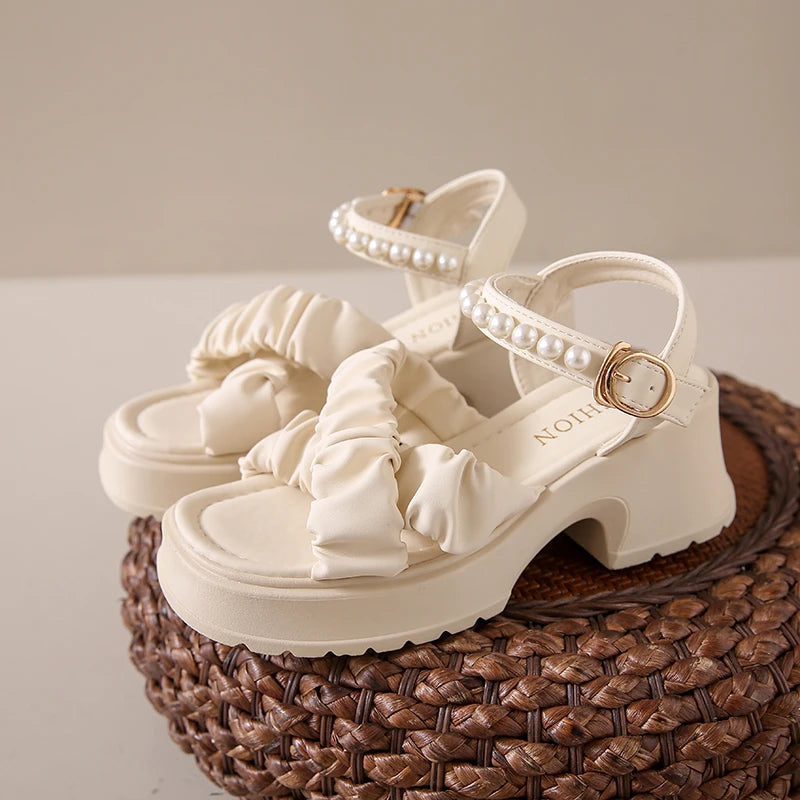 Elegant Pearl Platform Sandals for Women