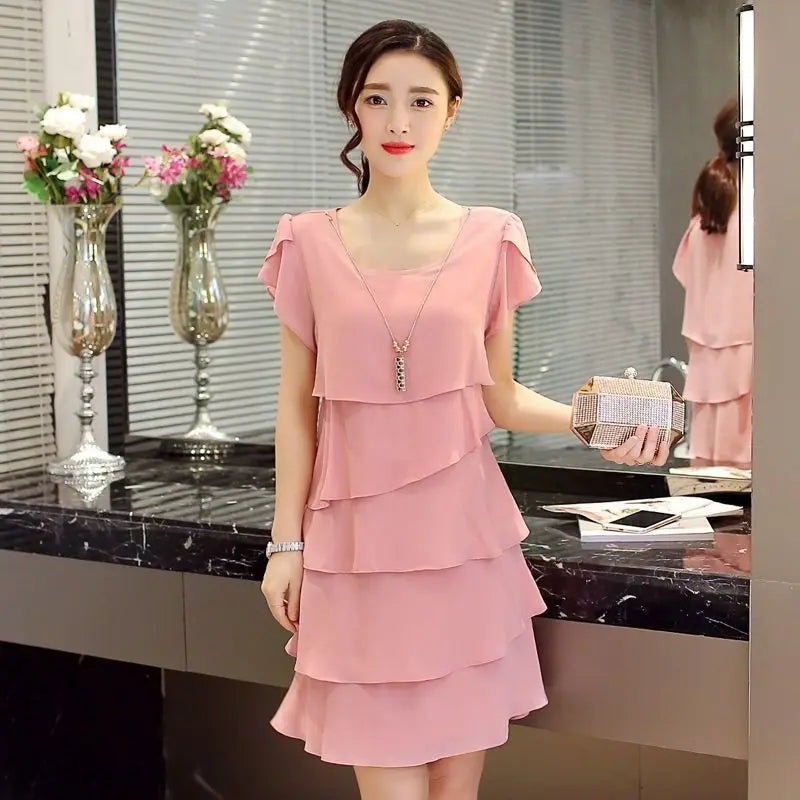 Elara Chic Summer Wave Cut Ruffle Dress