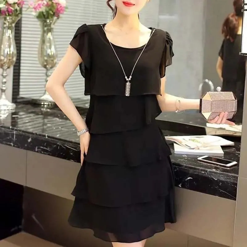 Elara Chic Summer Wave Cut Ruffle Dress