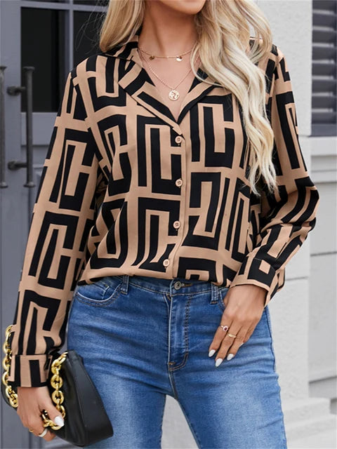 Élégante blouse géométrique pour dames