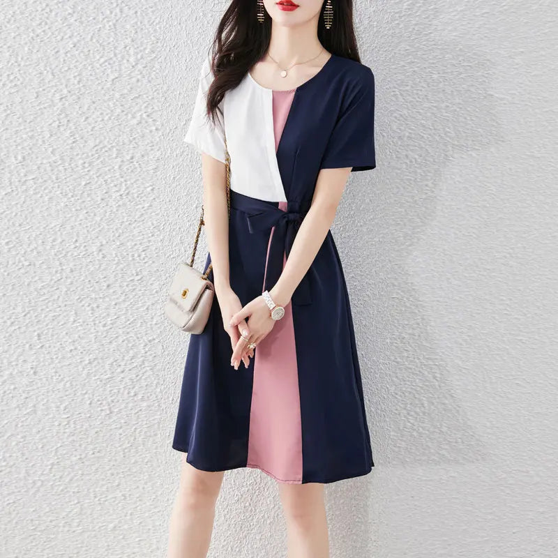 Meesterstuk Glamour Patchwork Jurk voor Vrouwelijke Elegantie