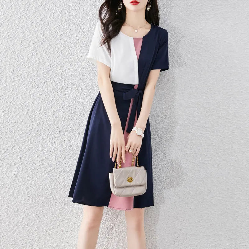 Meesterstuk Glamour Patchwork Jurk voor Vrouwelijke Elegantie