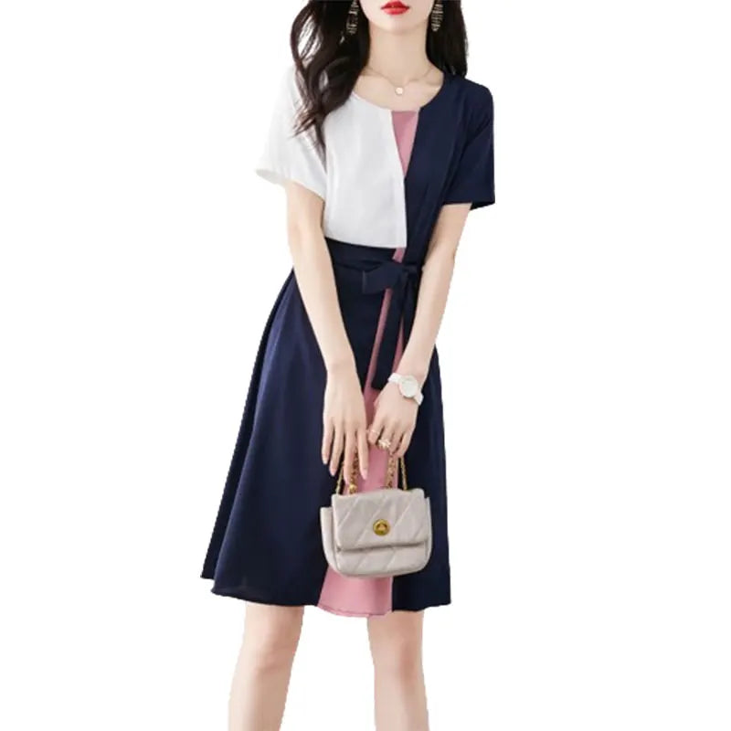 Meesterstuk Glamour Patchwork Jurk voor Vrouwelijke Elegantie