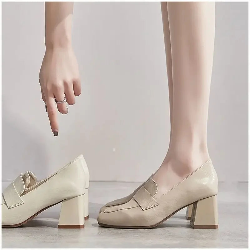 Elegant Step Square Toe Heels