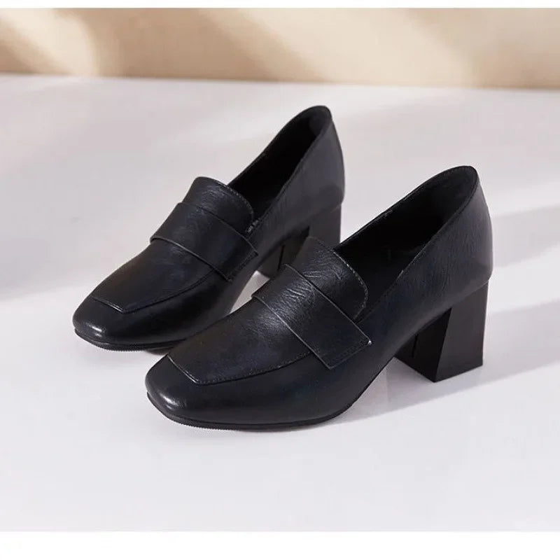 Elegant Step Square Toe Heels