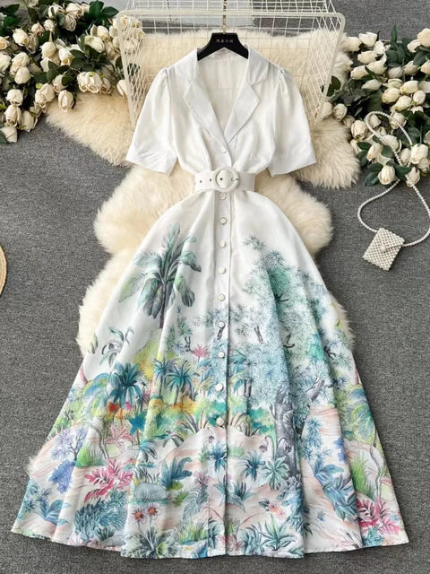 Stylish Spring/Summer Carved Print A-line Long Skirt