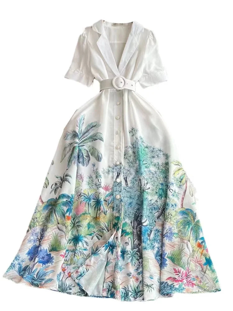 Stylish Spring/Summer Carved Print A-line Long Skirt