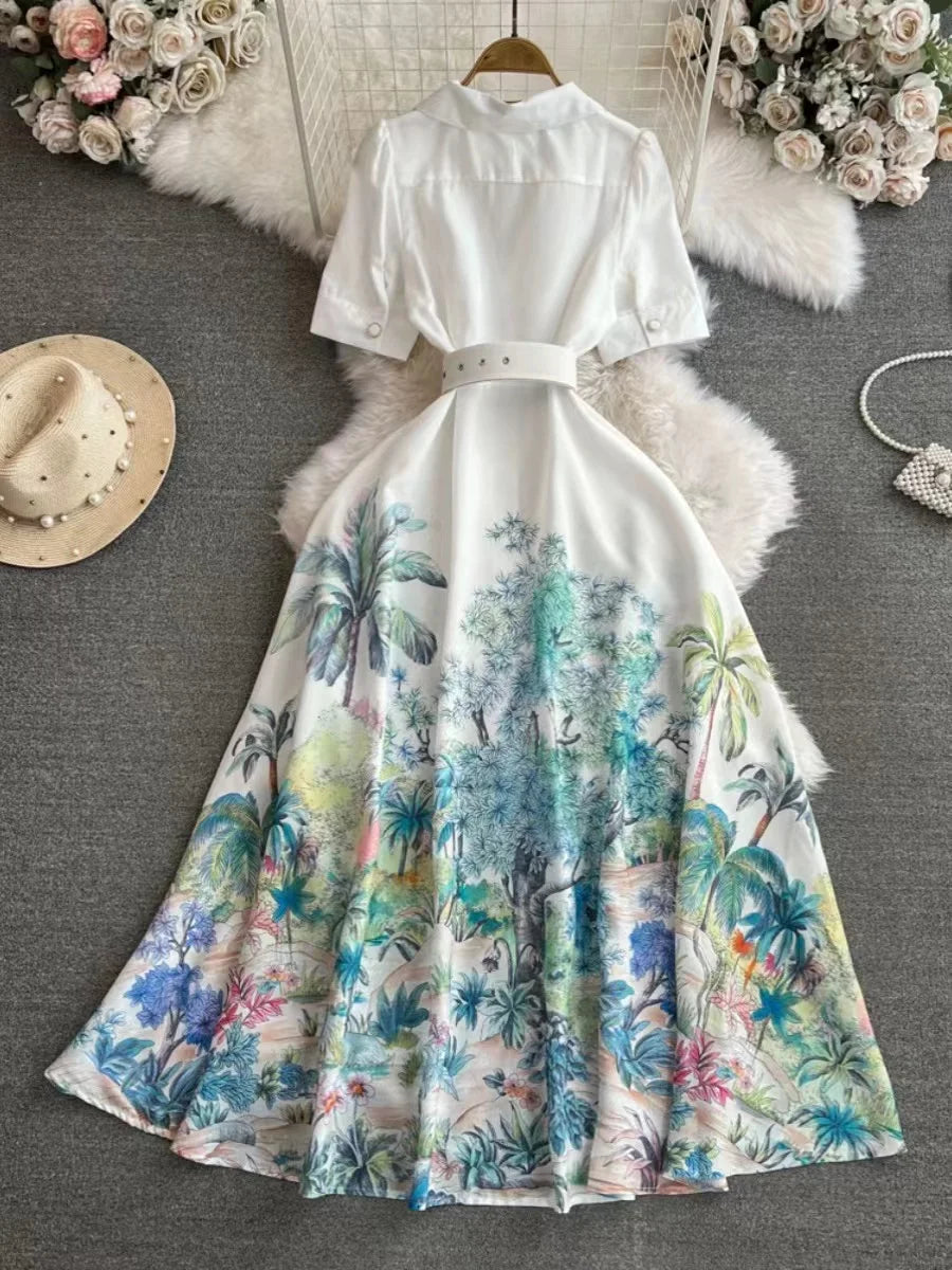 Stylish Spring/Summer Carved Print A-line Long Skirt