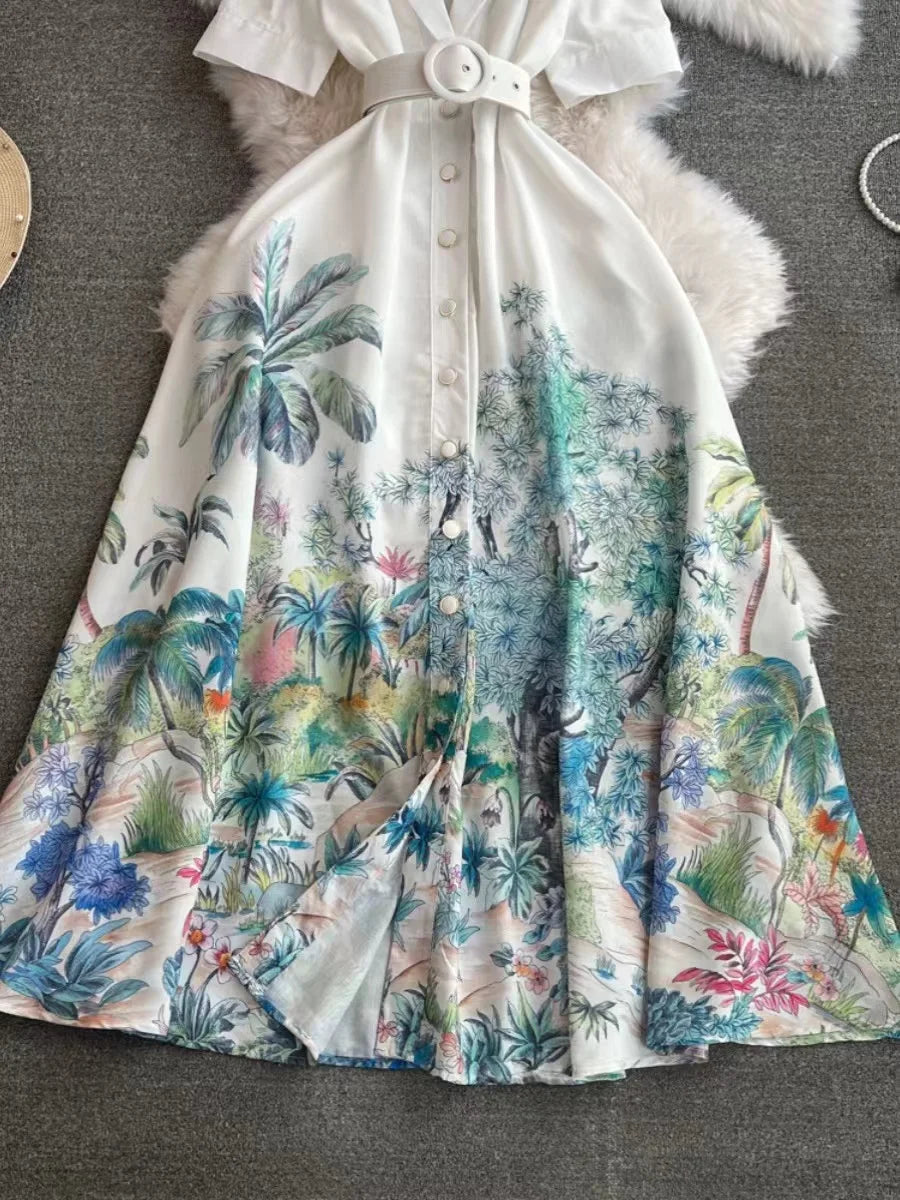 Stylish Spring/Summer Carved Print A-line Long Skirt