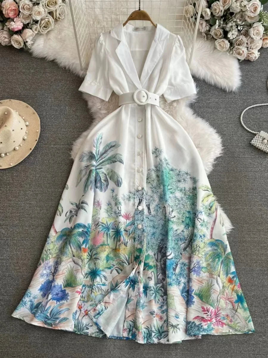 Stylish Spring/Summer Carved Print A-line Long Skirt