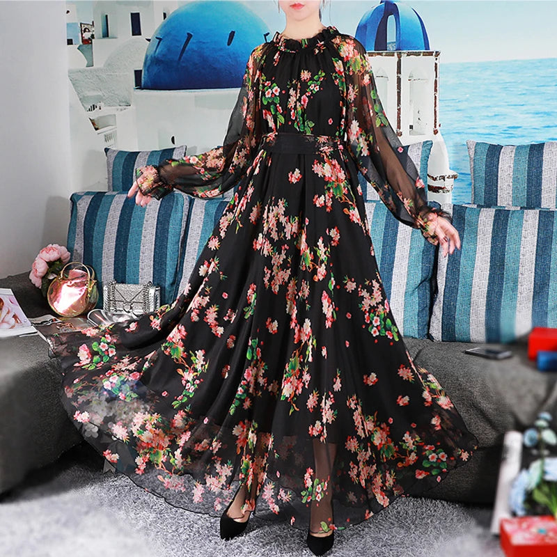 Floral Elegance 2024 – Long Dress with Flower Print